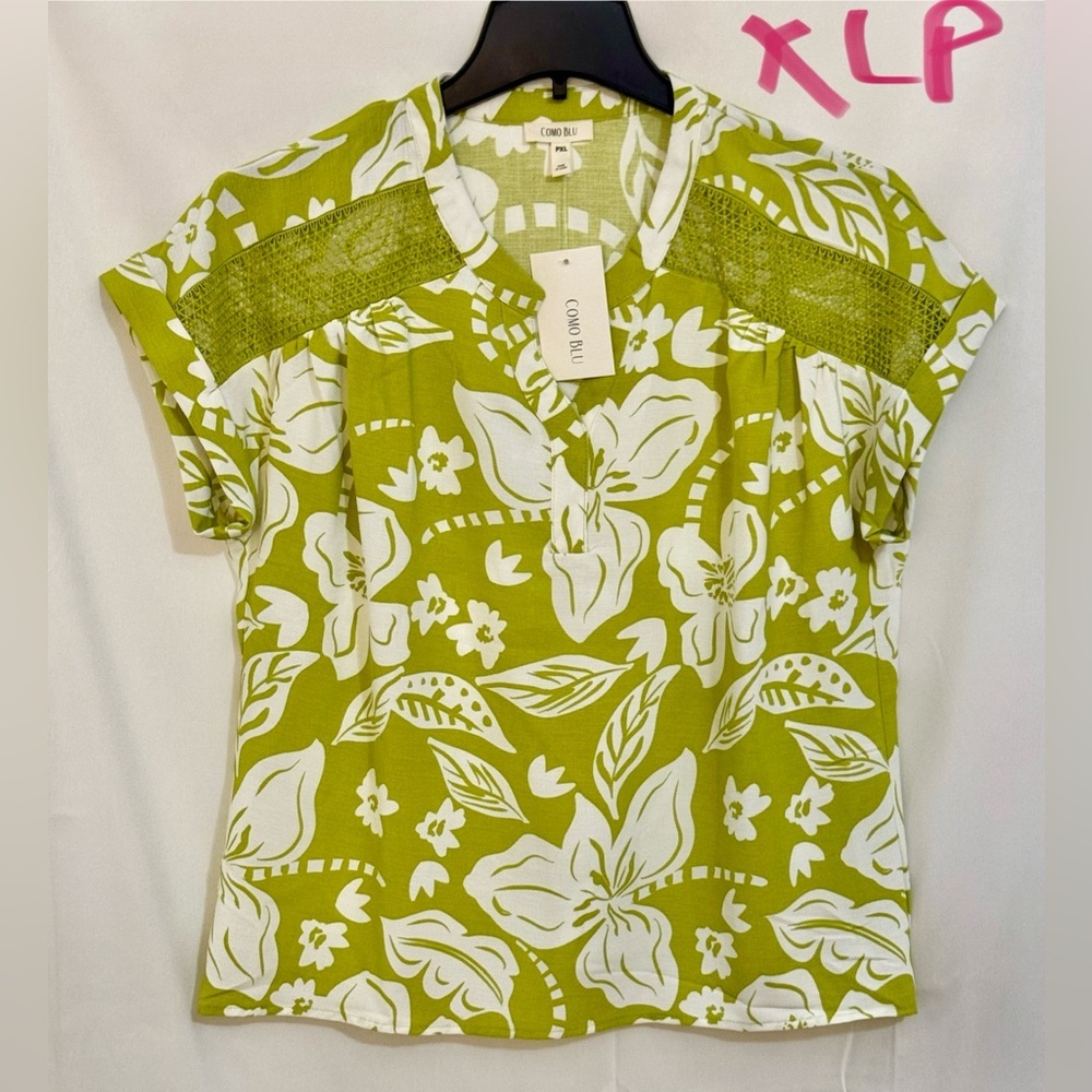 Crown & Ivy Olive Floral Blouse